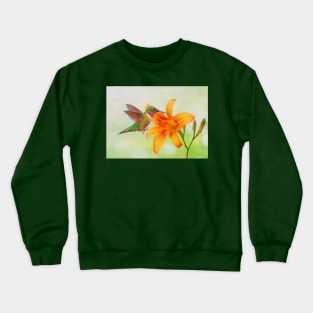 Hummingbird and Orange Day Lily Crewneck Sweatshirt